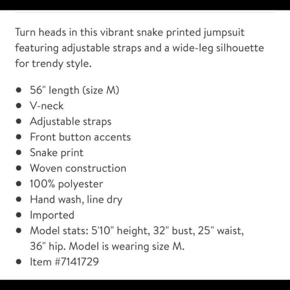 Current Air Yellow Snakeprint Wide Leg Jumpsuit M - Picture 12 of 12